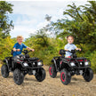 Barn – ATV 24V sitsig hjulig fyrhjuling Elfordon med motorer Mjuk start och fjädring LED lampor Musik – 2 4 4 – Svart