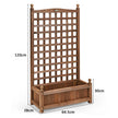 Blomlåda – med spaljé, planteringslåda i trä för klätterväxter, högbädd – 64,5 x 28 x 120 cm – Brun