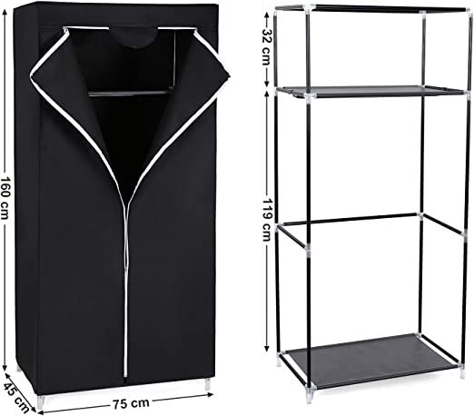 Garderobe - Ordner Garderobe - 160 x 75 x 45 cm - schwarz