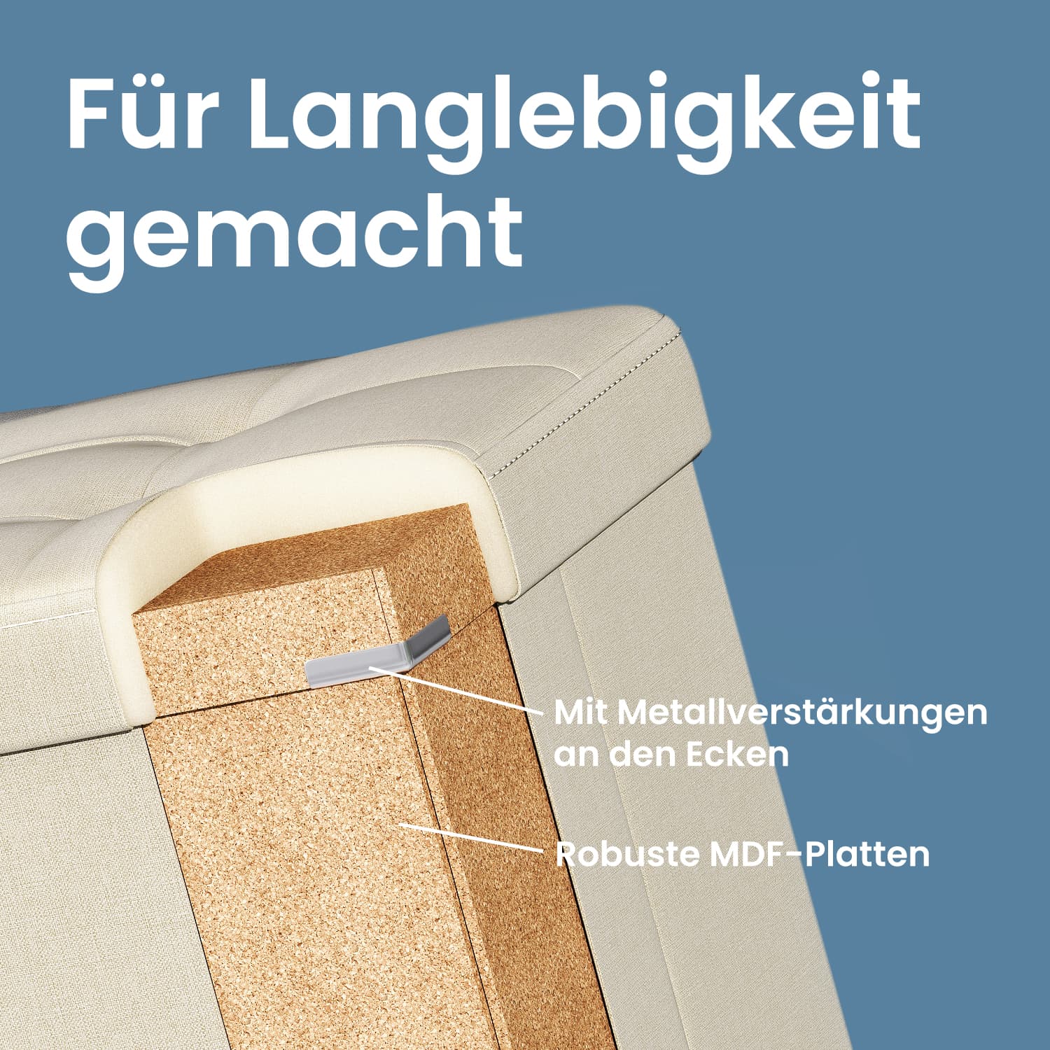 Sofa mit Stauraum - 38 x 110 x 38 cm - Sitzbox - Großformat