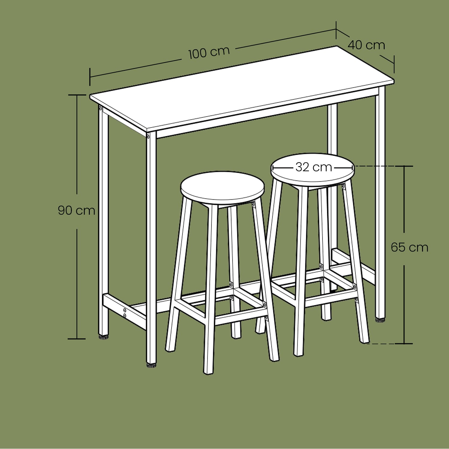 Bar -Tisch mit 2 Barhockern, Bar -Tisch mit Barhockern, Bar -Tisch und Barhocker -Set
