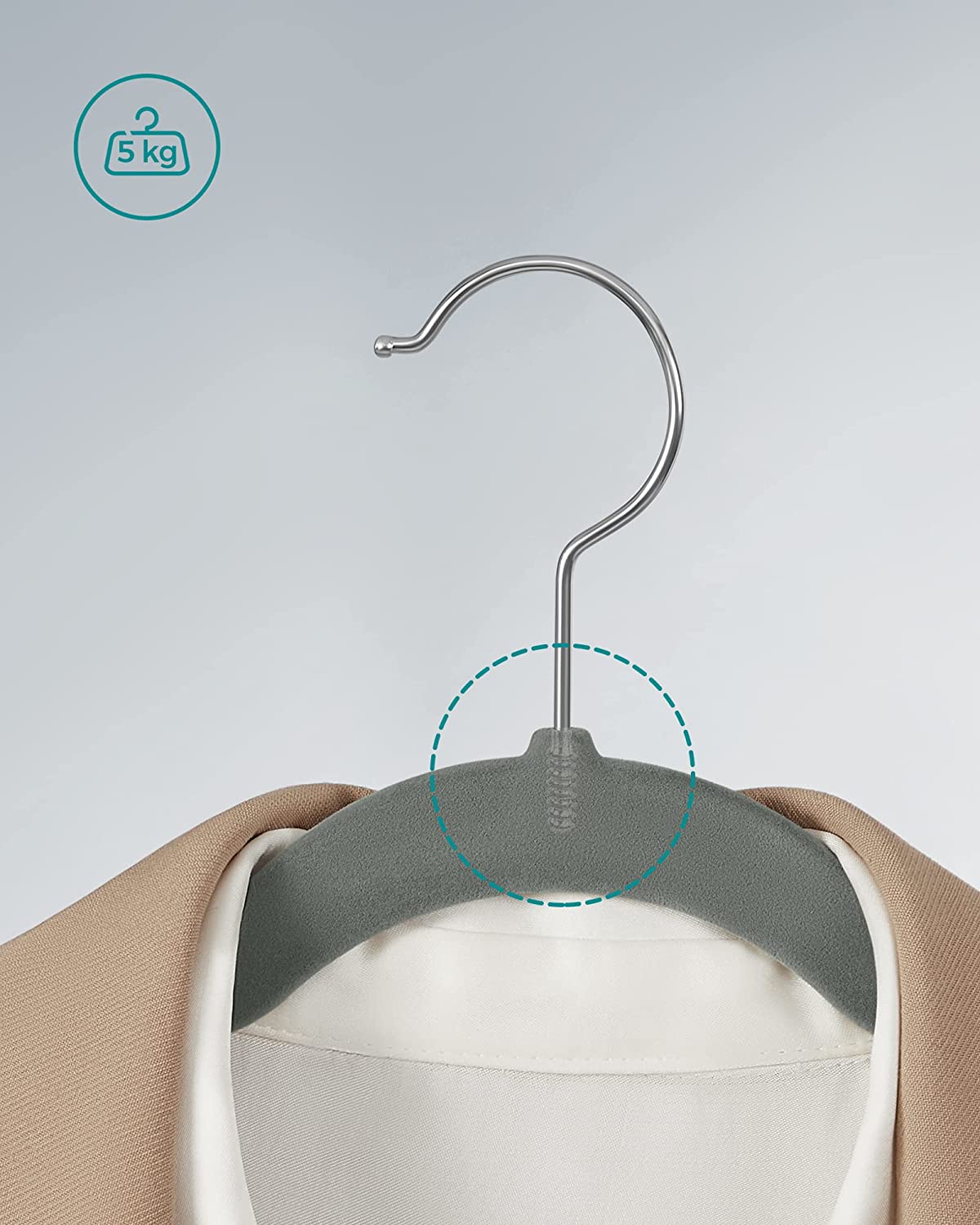 Bekleidungsbügel - Samtkleiderbügel - Set von 30 Teilen - Anti -Slip - rotierender Haken - Grau