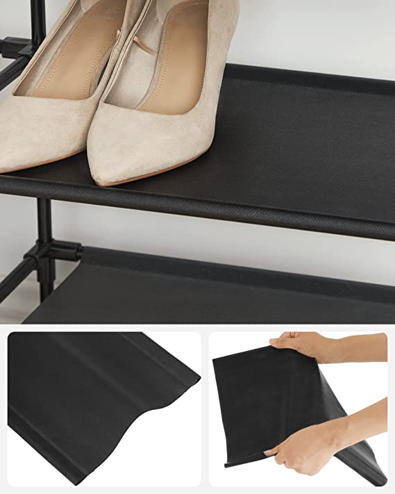 Schuhregal - mit 5 Levels - Schuhspeicher - Stehstange - mit Metallrahmen - Schwarz