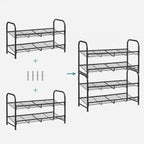 Schuhregal - mit 2 Regalen - Stapelbarer Schuhspeicher - für maximal 8 Paar Schuhe - Stahl gemacht - schwarz - schwarz