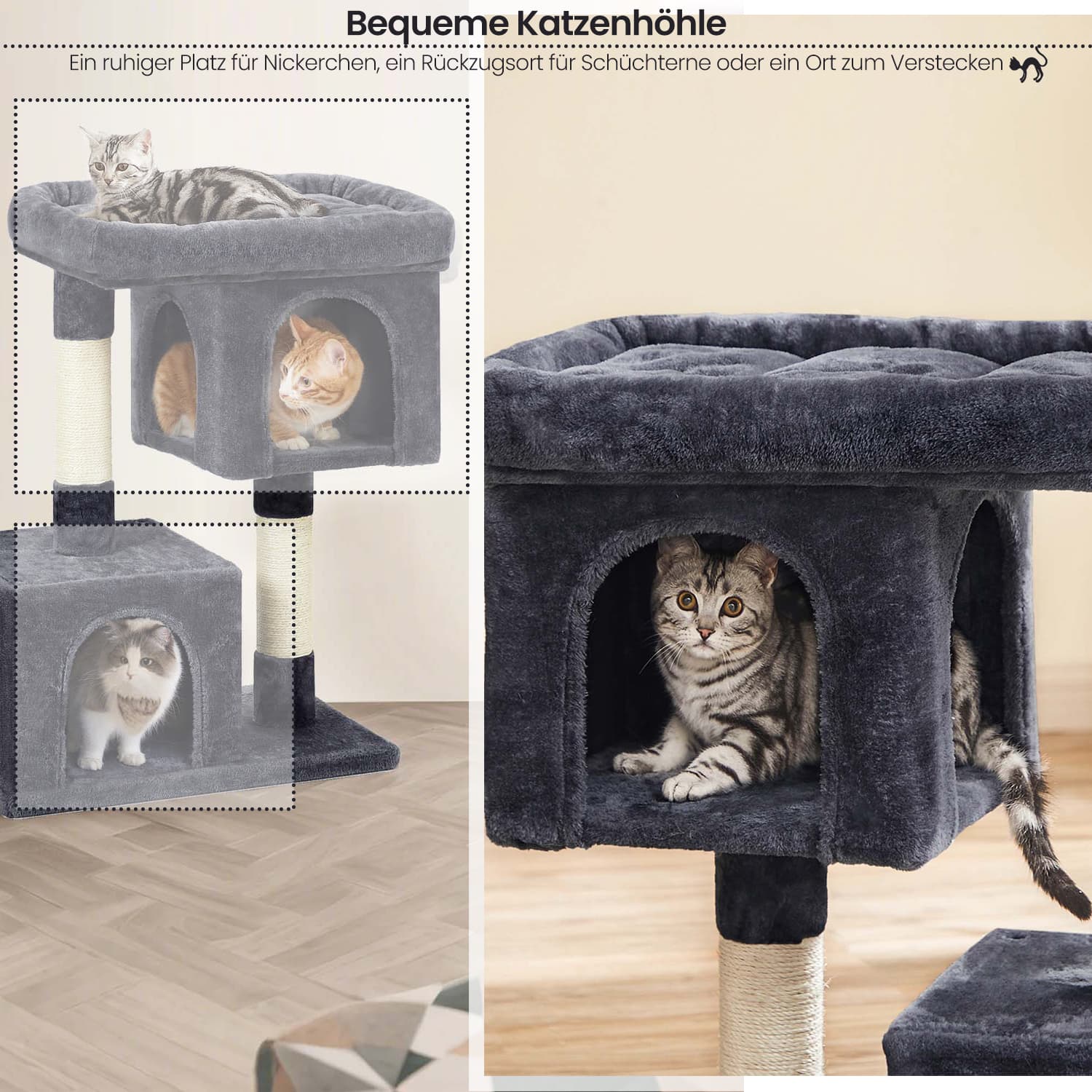 84 cm Hochkratzerpfosten, Kratzerpfosten für große Katzen, große Aussichtsplattform