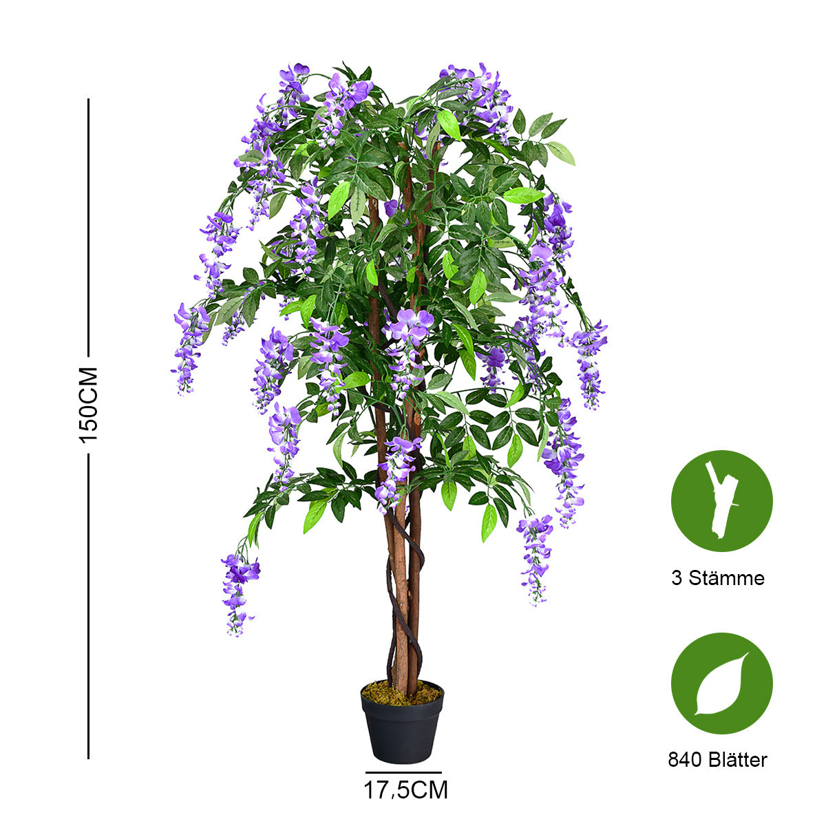 Konstgjord – växt Användbar Palm Artificiell Träd – 150 cm – Lila