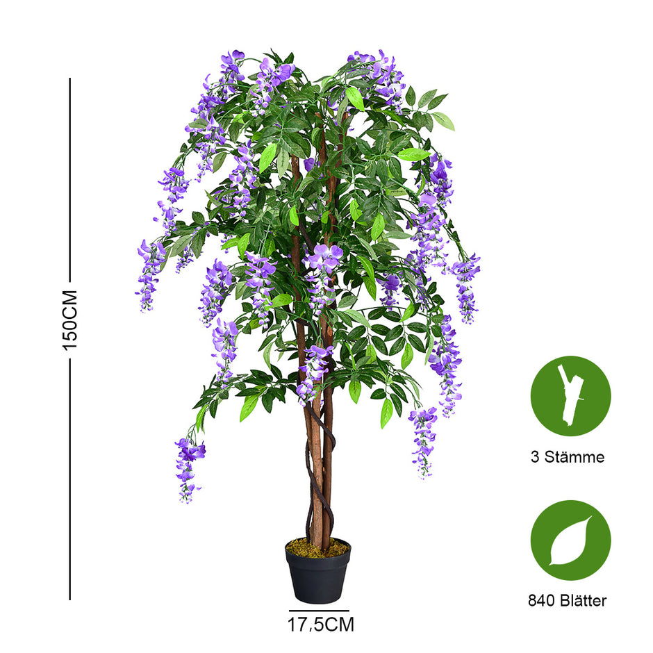 Konstgjord – växt Användbar Palm Artificiell Träd – 150 cm – Lila