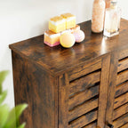 Badezimmerschrank - Holzschrank - 2 französische Türen - Brown
