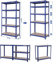 Speicherregale - 2 - Kellerschrank - 5 einstellbare Regale - Metallplanken - Blau
