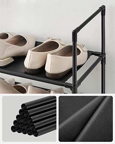 Schuhregal - Aufbewahrung von Schuhen - 10 Level - offener Schuhschrank - Metallrahmen - Schwarz