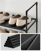 Schuhregal - Aufbewahrung von Schuhen - 10 Level - offener Schuhschrank - Metallrahmen - Schwarz
