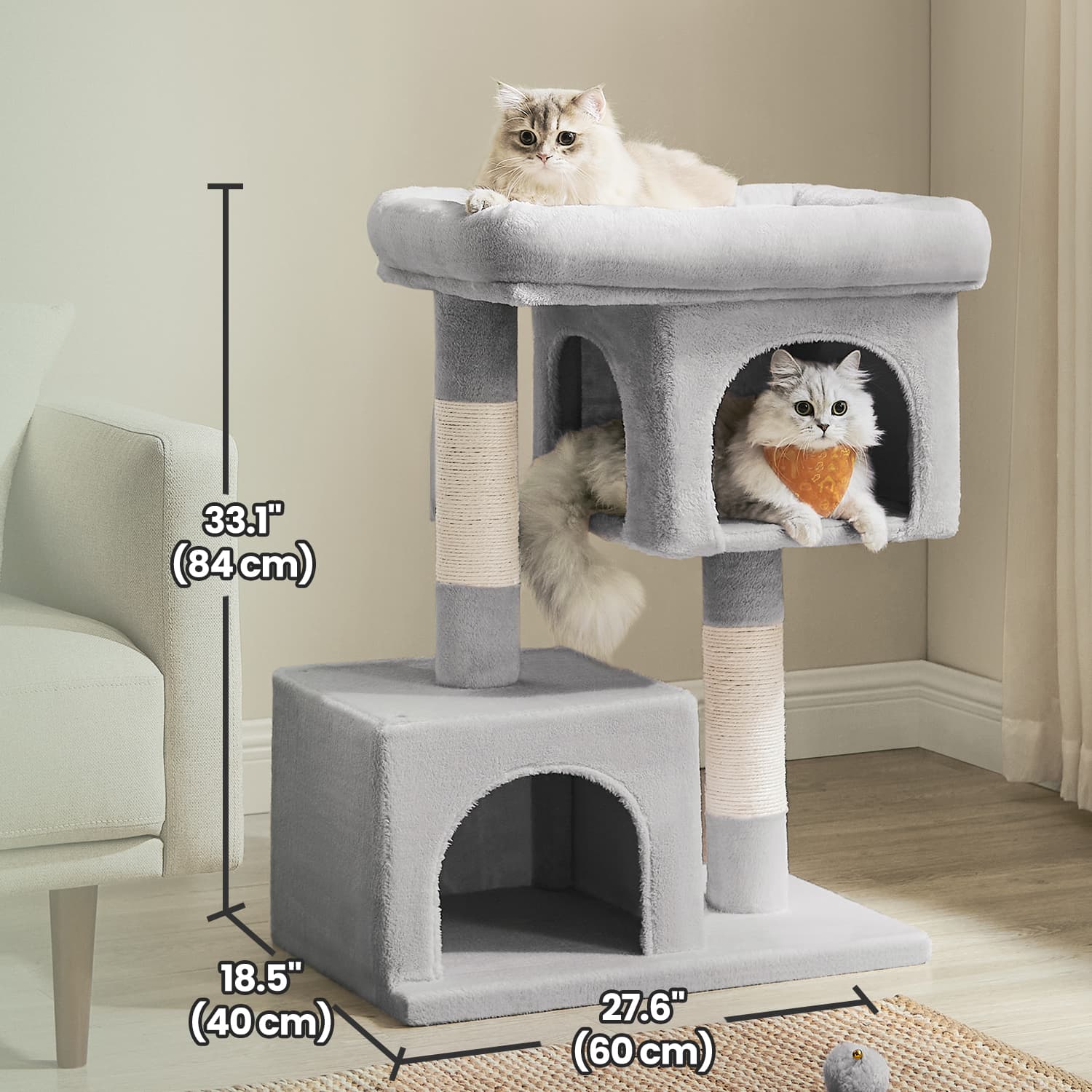 84 cm Hochkratzerpfosten, Kratzerpfosten für große Katzen, große Aussichtsplattform