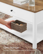 Couchtisch - Wohnzimmertisch - Sofa -Tisch - mit 2 großen Schubladen - braunes Weiß