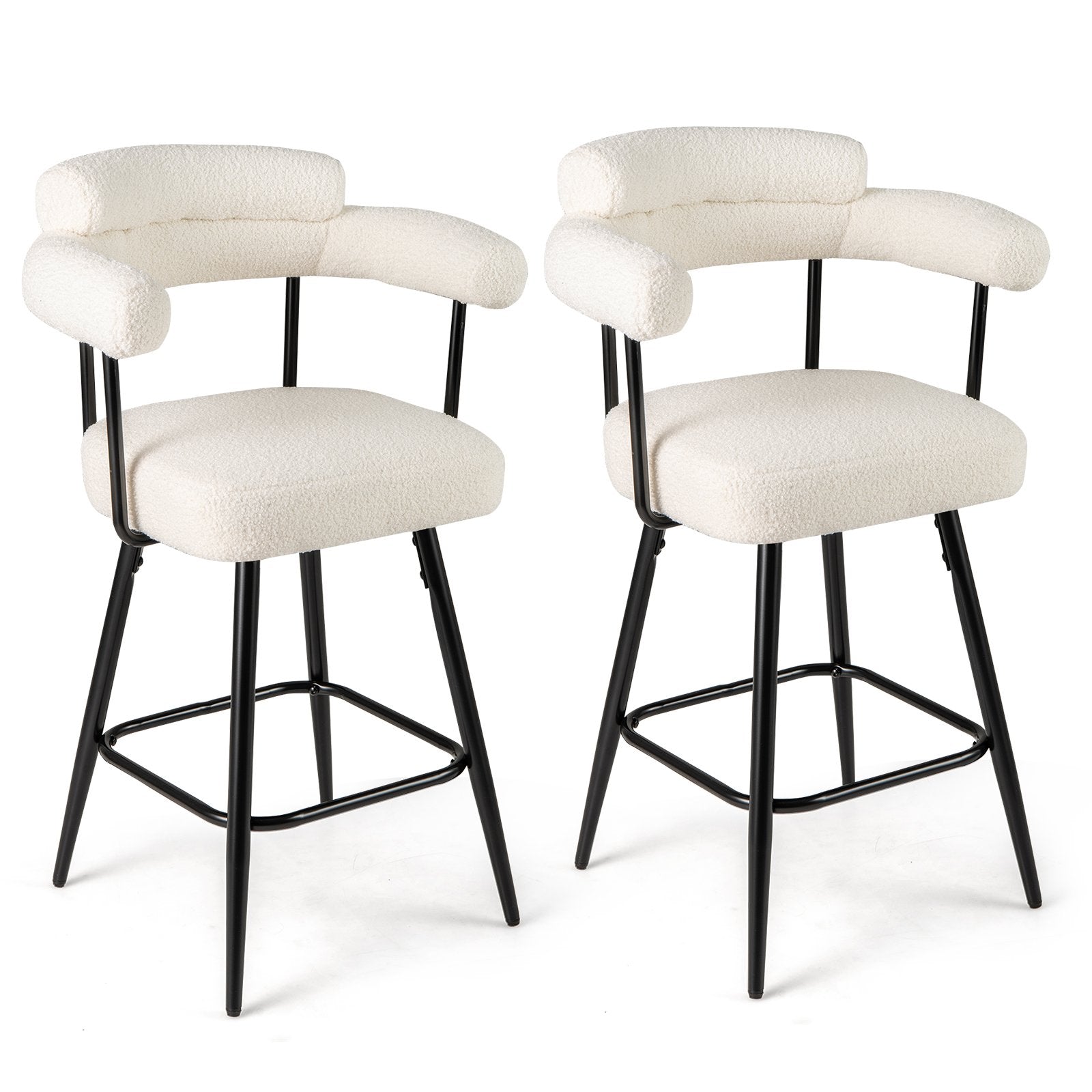 pack – Barstolar Polstrade 360° Svängbar Sittpall Bistrostol – 2 – Vit