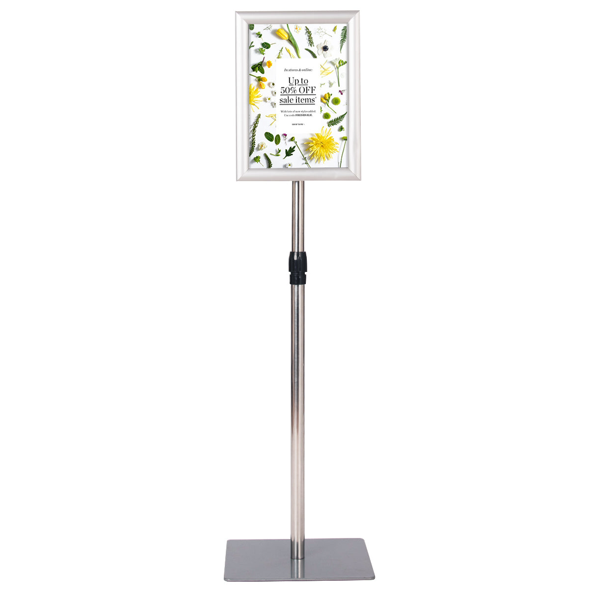 A4 – informationsställ, pack stående presentationsställ med tyngd i basen Robust metallram – 2 – Silver