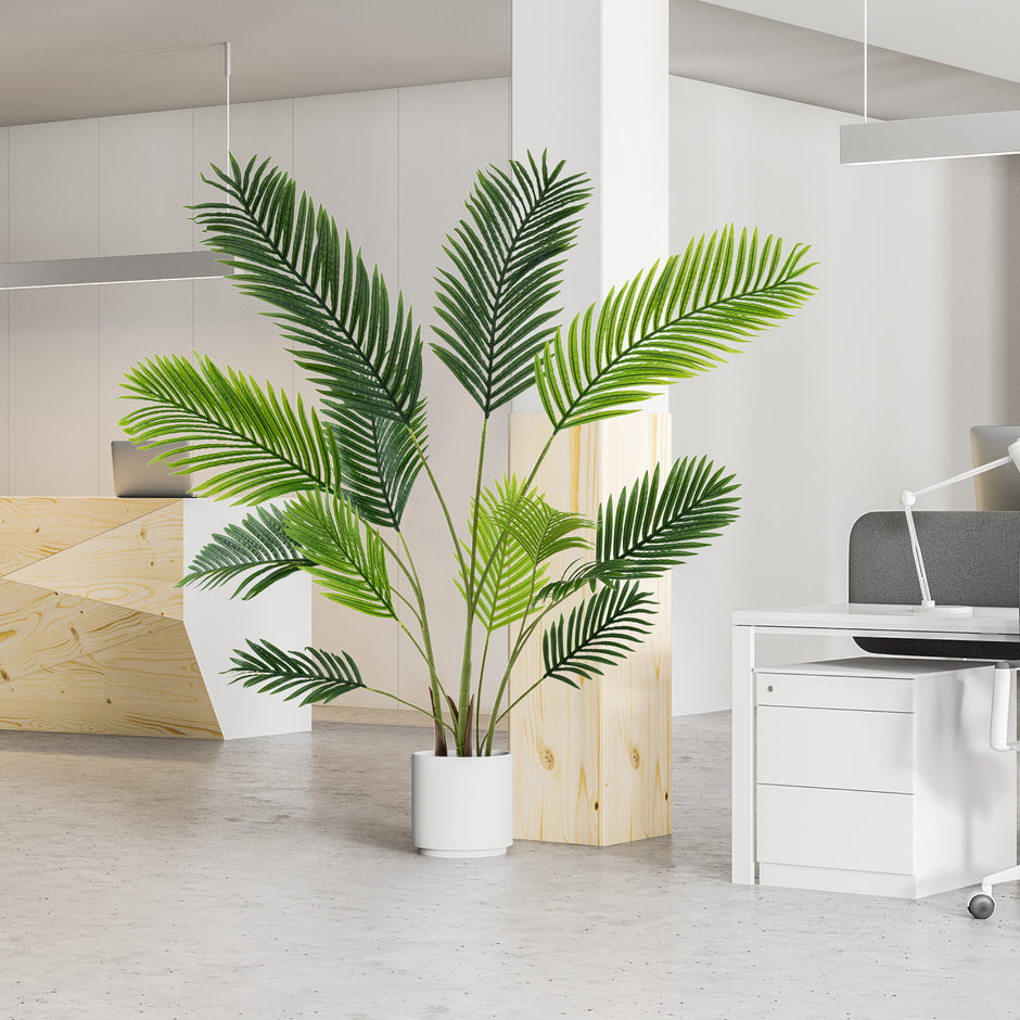pack – Konstgjord Areca Palm Konstväxt i kruka med gröna blad – 2 140 cm – Grön