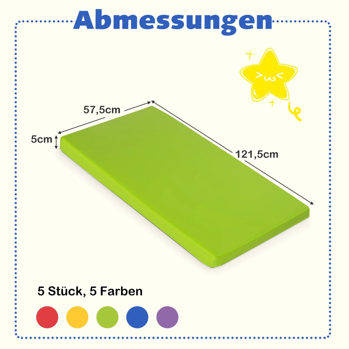 pack – vilomattor för barn, tjocka skumgummimattor middagslur på golvet, färgglada – 5 – Färgglad