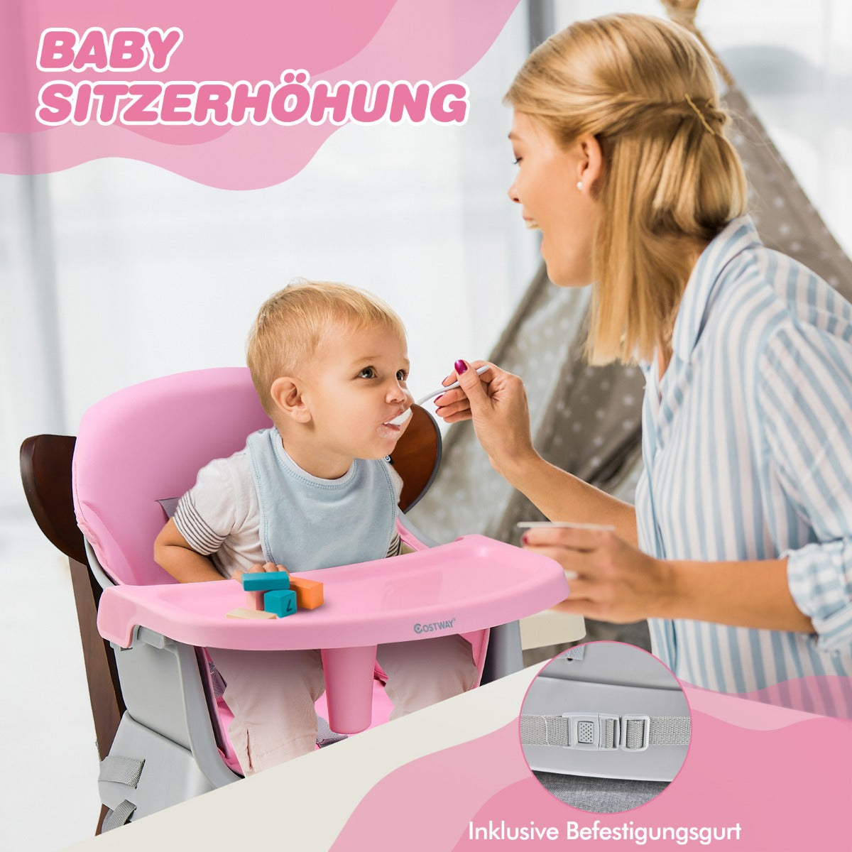 i – Barnstol och Matstol Lärbord Byggblocksbord – 6 1 58 x 58 x 98 cm – Rosa