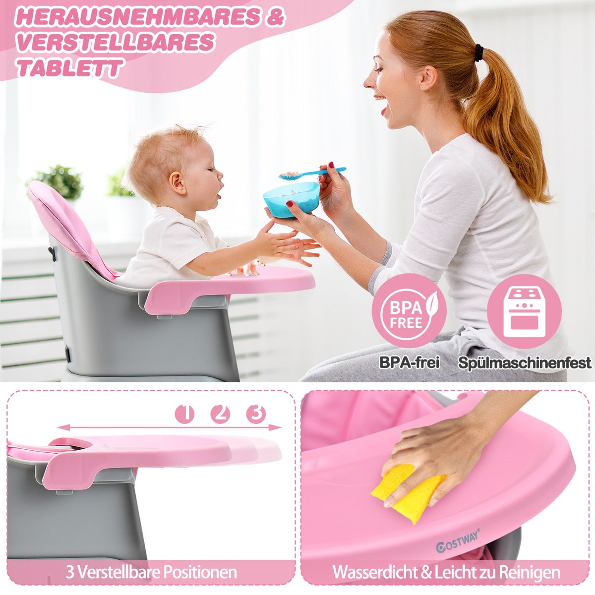 i – Barnstol och Matstol Lärbord Byggblocksbord – 6 1 58 x 58 x 98 cm – Rosa