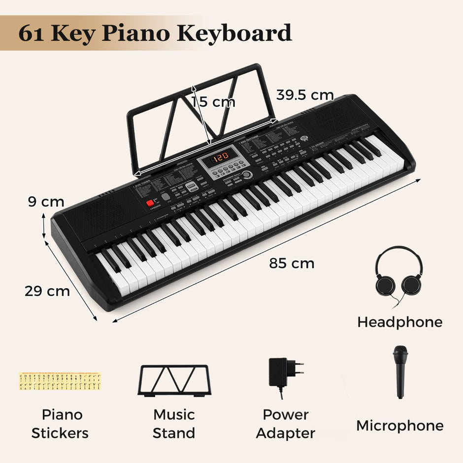 tangenters – bärbart keyboard med rytmer och ljudfärger Elektroniskt piano – 61 200 200 – Svart