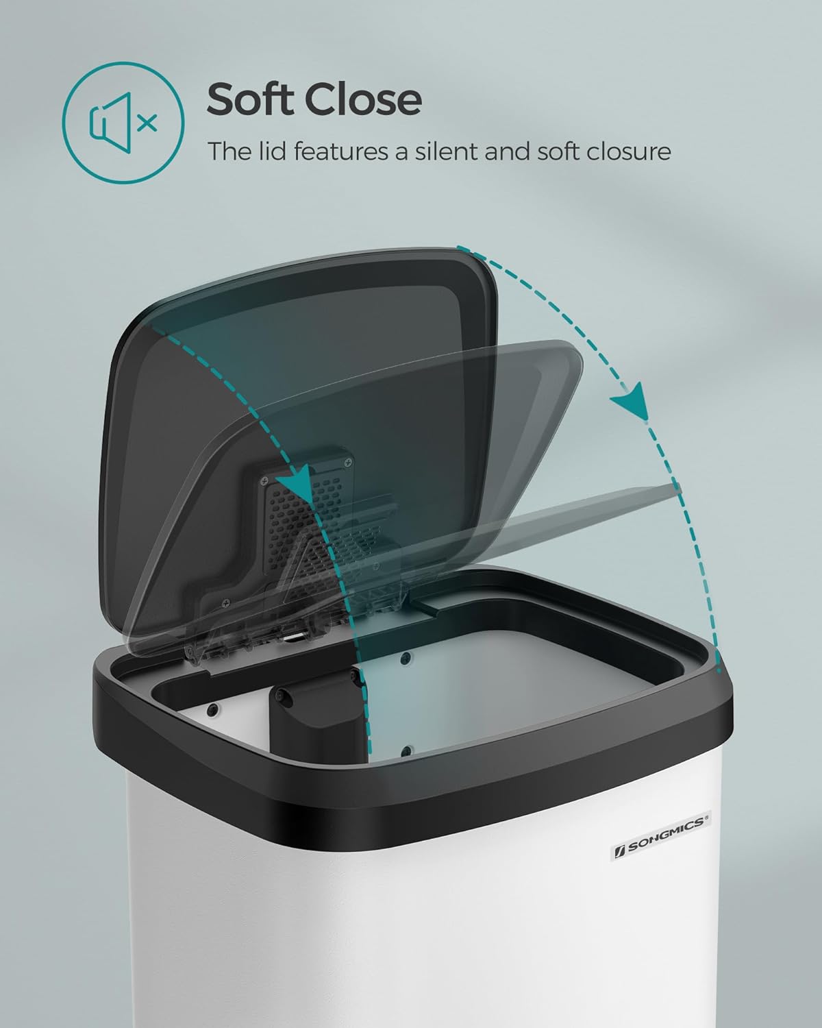 Müllbehälter - Abfallbehälter - 68Liter - Metall - mit Deckel - Weiß