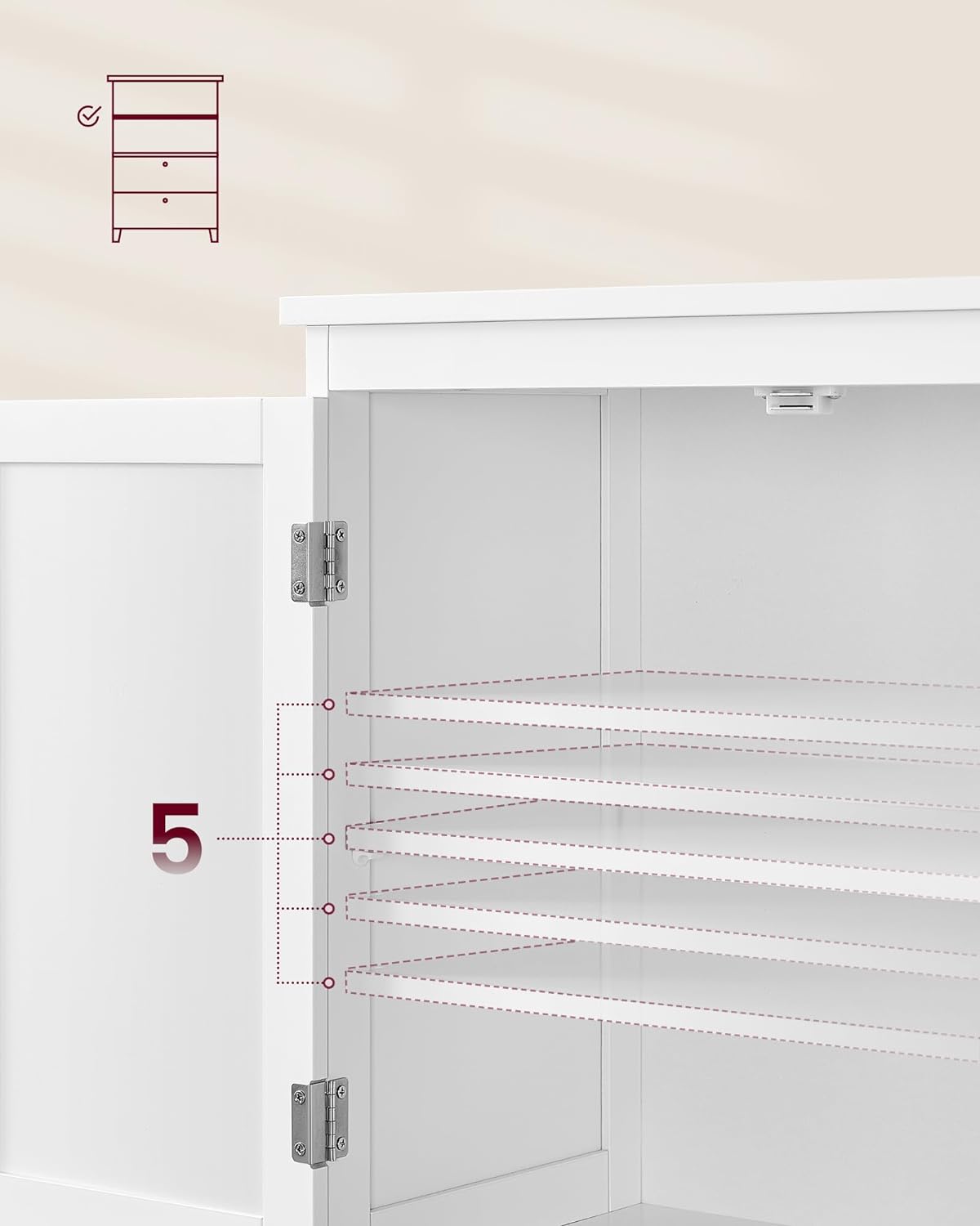 Badezimmerschrank - Wohnzimmerschrank - Türen - 2 Schubladen - Van Hout - Weiß