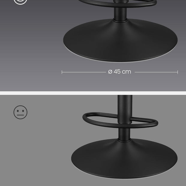Barhocker - 2 - mit Rückenlehne - Tinte schwarz