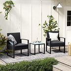 Balkonmöbel - Loungeset - 2 Stühle und Tisch - Schwarz