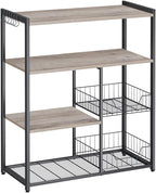 Küchenständer - Küchenschrank - Aufbewahrungsschrank - 4 Level - Metallrahmen - Holzbretter - Grau
