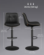 Barhocker - 2 - mit Rückenlehne - Tinte schwarz
