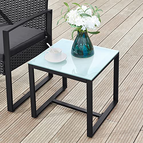 Balkonmöbel - Loungeset - 2 Stühle und Tisch - Schwarz