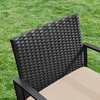 Gartenmöbelset - Loungeset - Rattan -Look - 2 Stühle und Glas Tisch - Schwarz