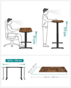 Elektrischer Sitz -STA -Schreibtisch - Höhe einstellbar - 60 x 120 cm