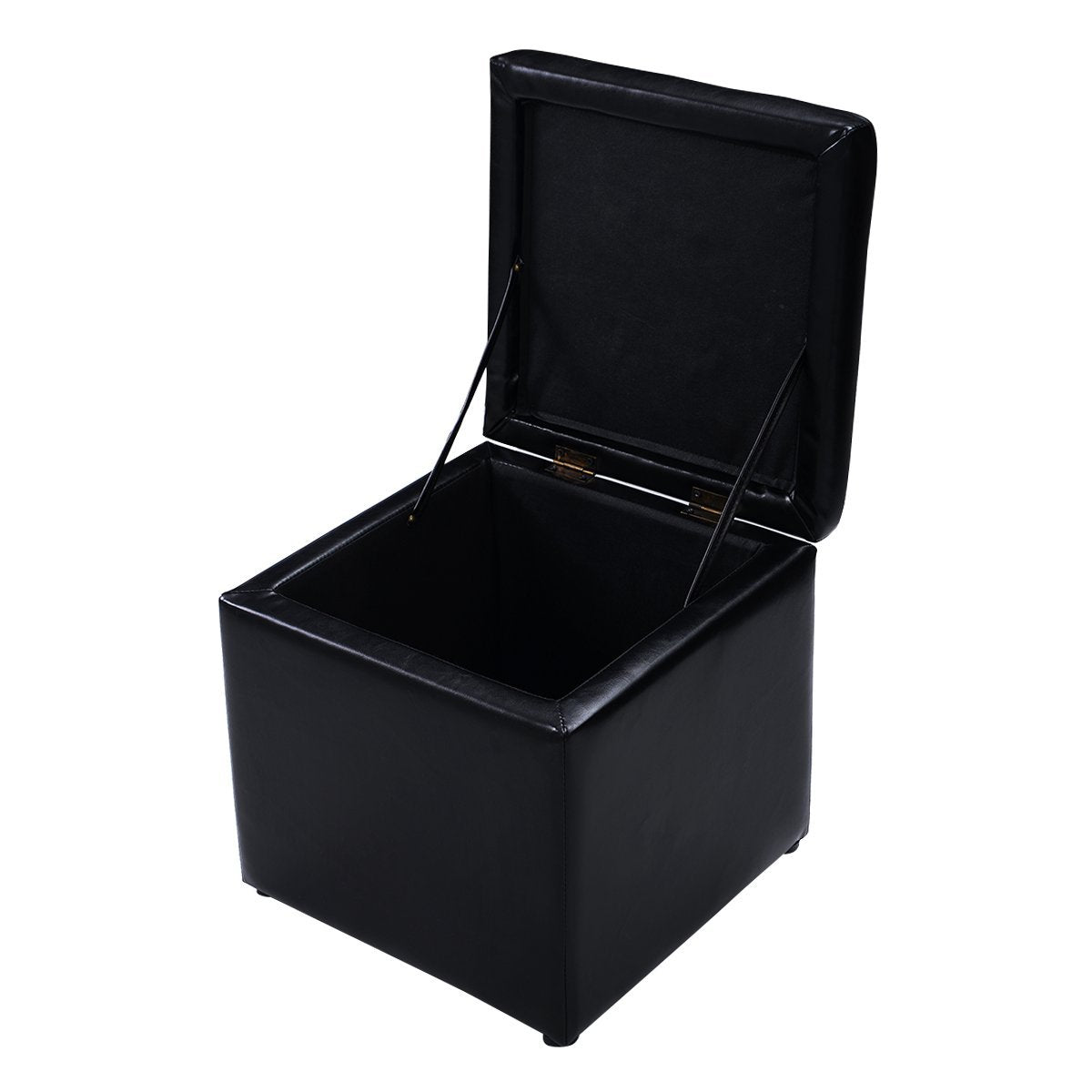 Seat – Cube sittbox sits pall förvaringsbox stoppad läder bröst – Svart