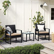 Gartenmöbelset - Loungeset - Rattan -Look - 2 Stühle und Glas Tisch - Schwarz