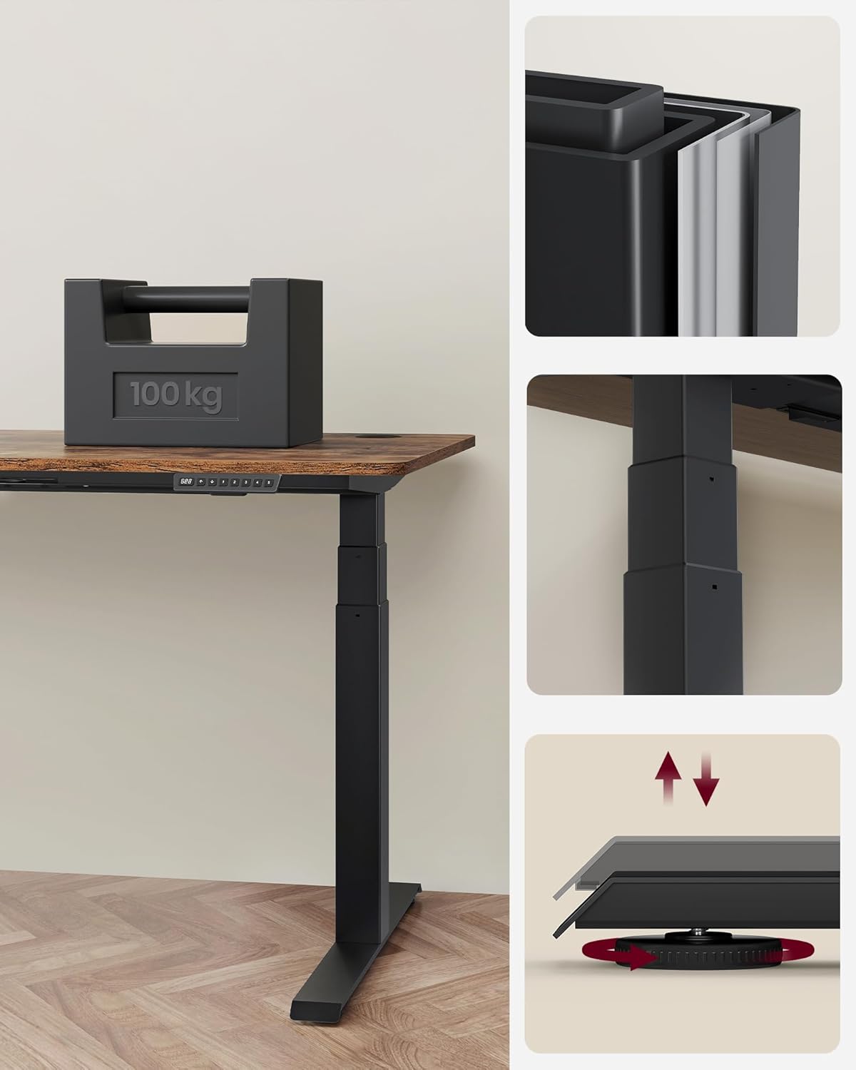 Höhenverstellbarer Schreibtisch – mit Speicherfunktion – mit Rollen