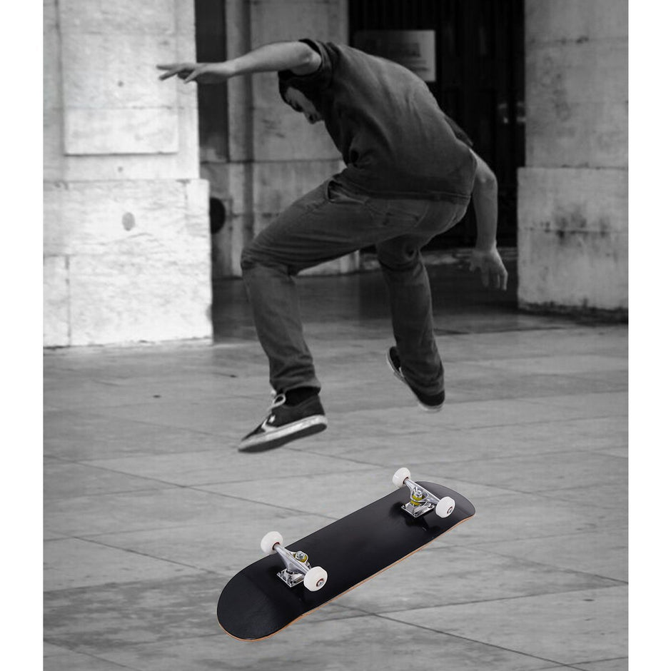 Skateboard – Complete Funboard Minicruiser Träbräda Longboard – 20 x 79 cm – Svart