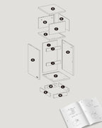 Schmaler Nachttisch mit 2 Schubladen in Ebenholzschwarz