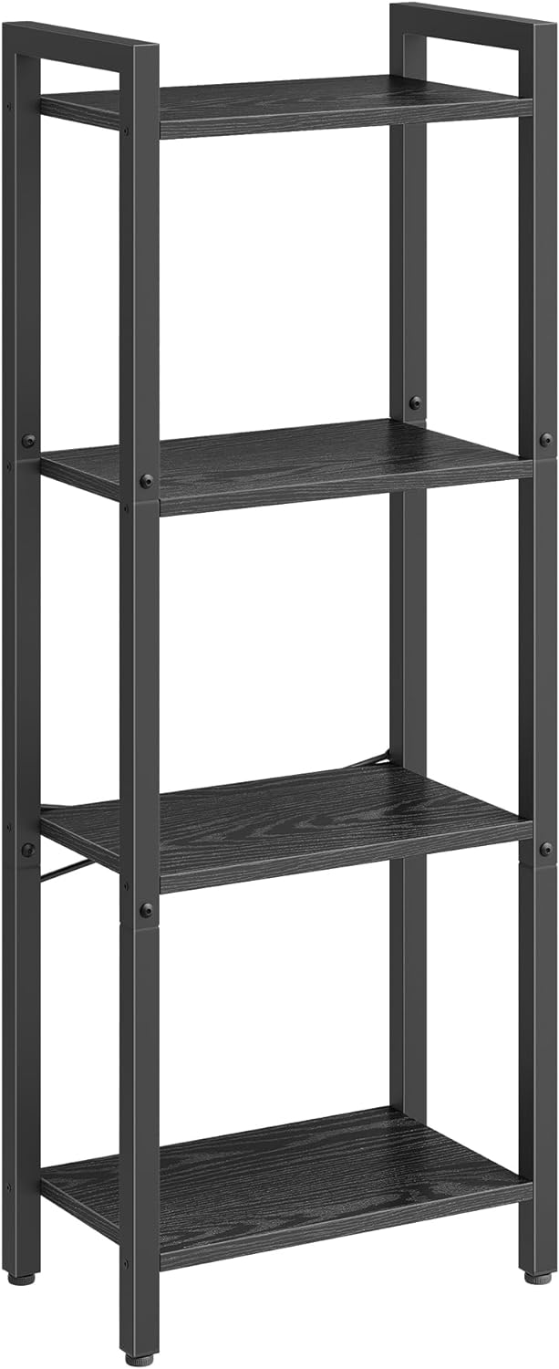 Bücherregal - Wohnzimmerschrank - mit 4 Levels - offene Regale - Schwarz