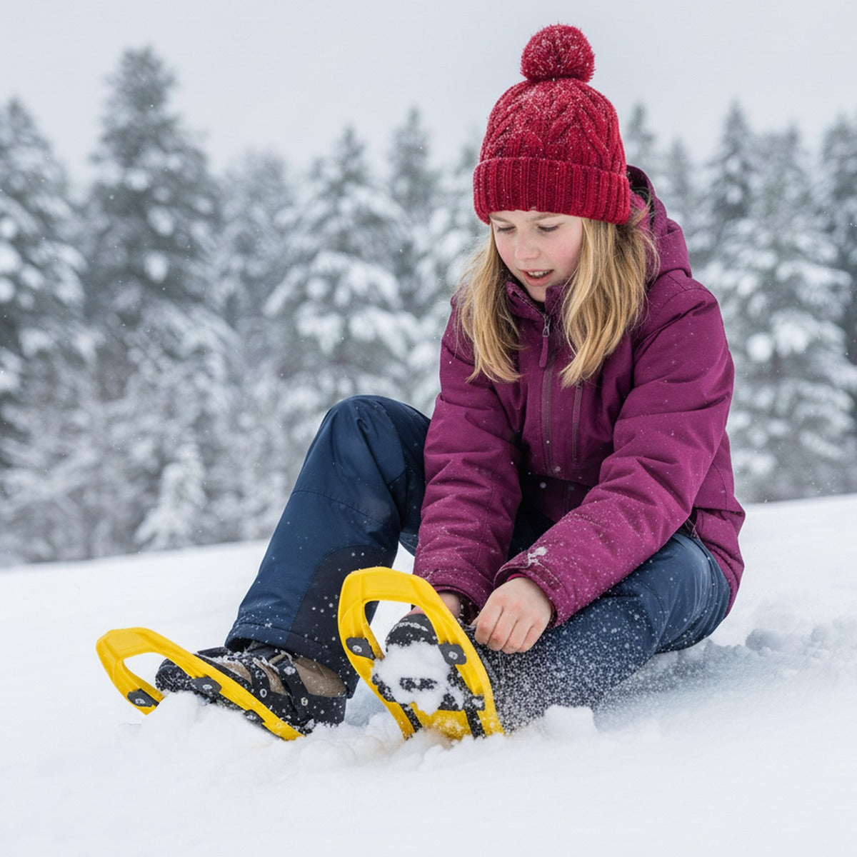 Barnsnöskor – med Teleskop Vandringsstav och Bärväska lätt All Terrain – Gul
