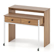 Utdragbart – skrivbord, mindre datortabell med lådor och hjul – 2 100 x 63 x 88 cm – Natur