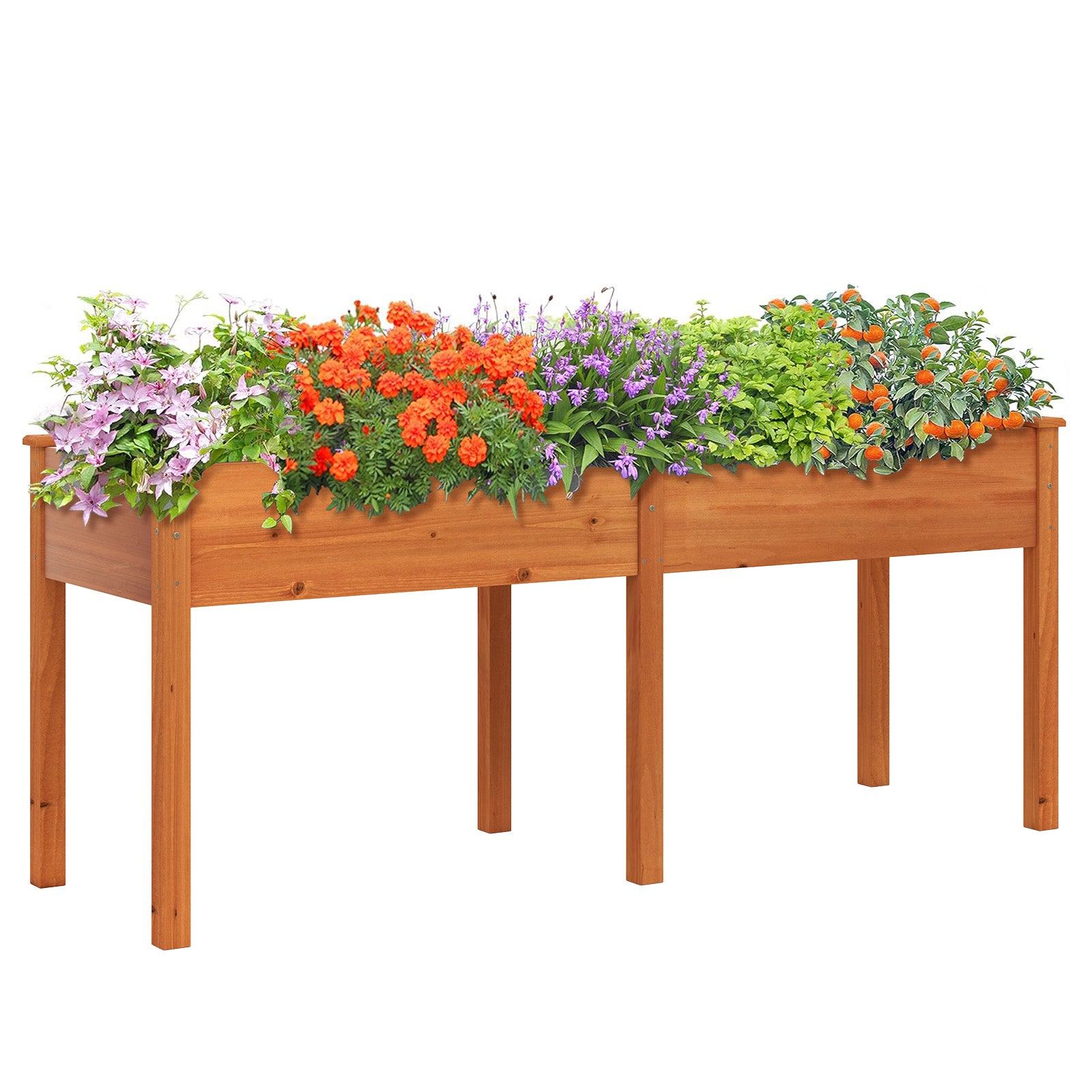 Utomhus – högbädd med ben trä planteringslåda avskiljare – 185 x 58 x 77 cm – Gul