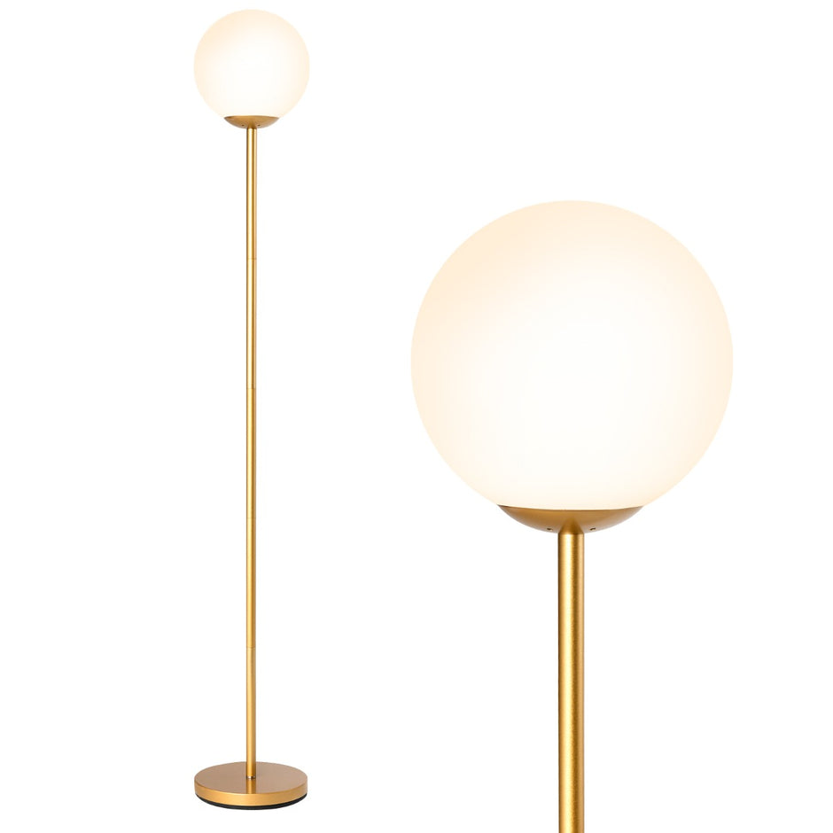 Modern – Golvlampa hög med Glasskärm och viktad Bas Fotsviktare – 165 cm – Guld