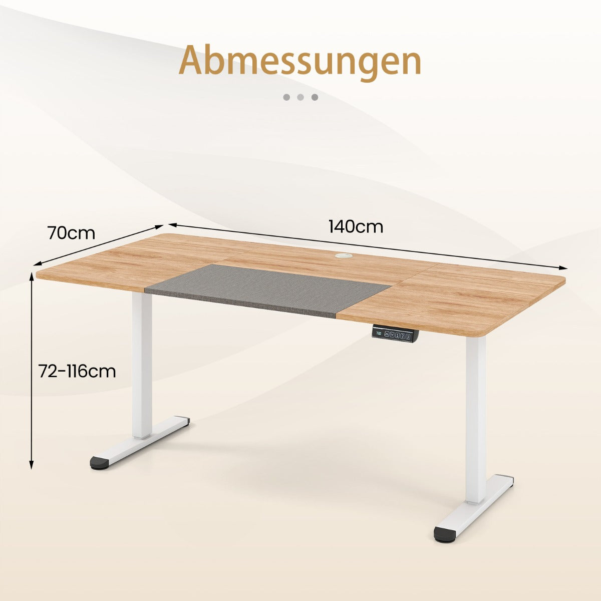 Elektriskt – ståbord höj och sänkbart skrivbord ergonomiskt sitt – 140 x 70 cm – Natur
