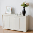 Skänk – Köksskåp Sidoskåp med skjutdörrar Vit/Brun – 106,5 x 33 x 60 cm – Beige