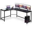 L – format datorbord PC hörn skrivbord /naturligt – 168 x 125 x 74 cm – Svart