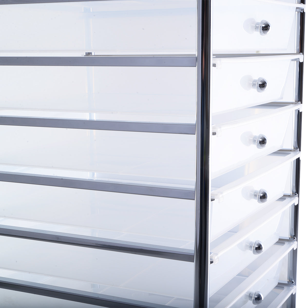 Vagn – med lådor Rullcontainer stapelbara Transparent – 10 – Genomskinlig