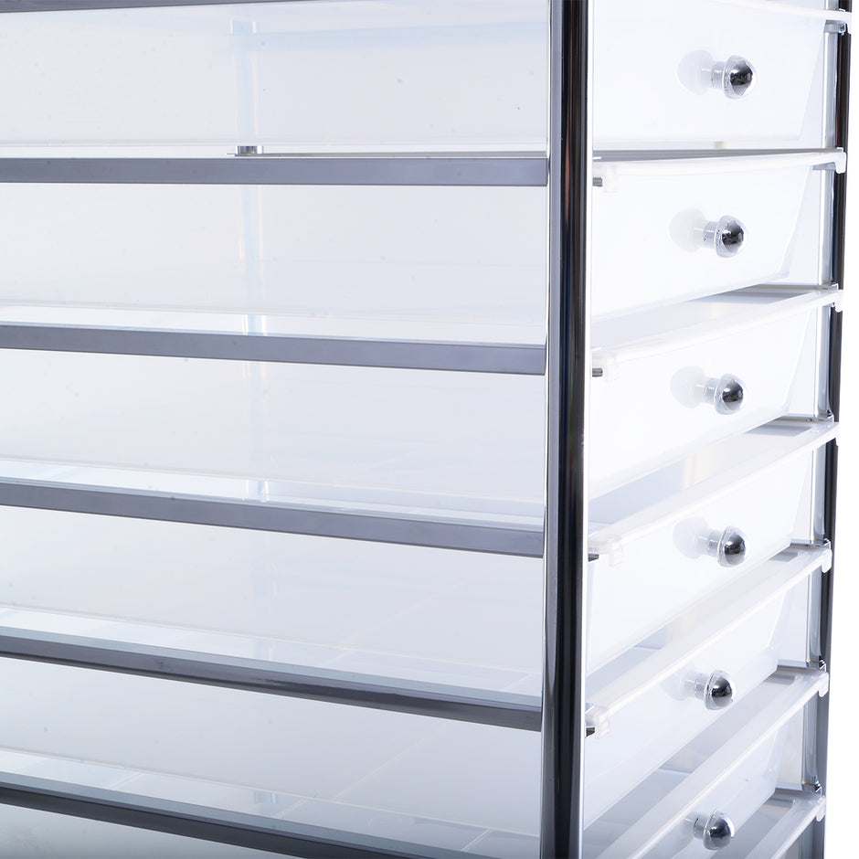 Vagn – med lådor Rullcontainer stapelbara Transparent – 10 – Genomskinlig