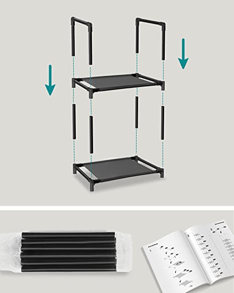 Schuhregal - Aufbewahrung von Schuhen - 10 Level - offener Schuhschrank - Metallrahmen - Schwarz