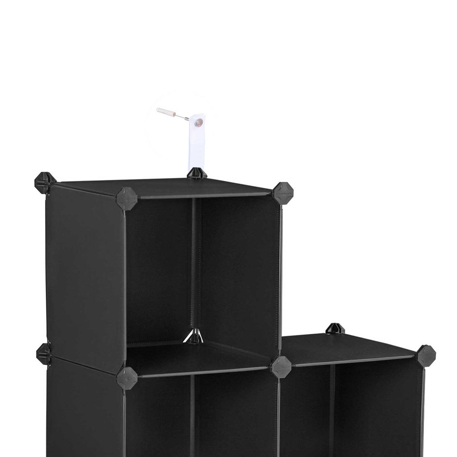 Aufbewahrungsgreifer - Würfelschrank - Kunststoff - 6 Fächer - Schwarz